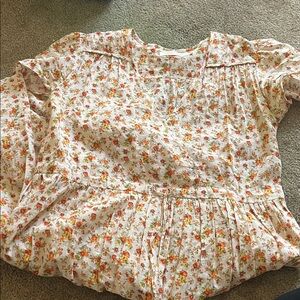 Christy Dawn Cream Floral Cotton Dress with Orange & Green Print